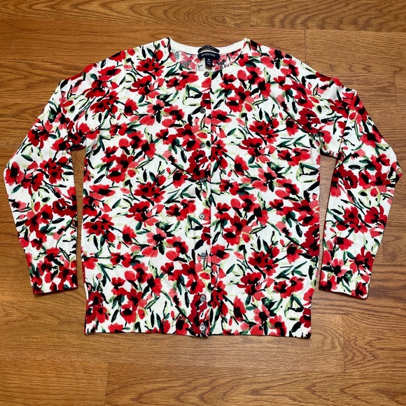Lands’ End Supima Cotton Floral Cardigan, size M - Picture 4 of 9